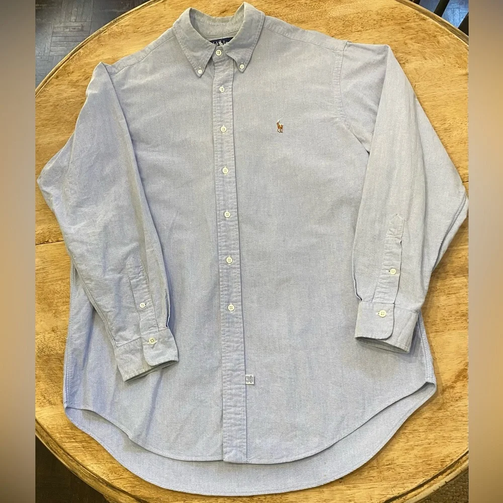Polo by Ralph Lauren Men’s Size‎ 161/2-34 Blue Iconic Oxford Shirt